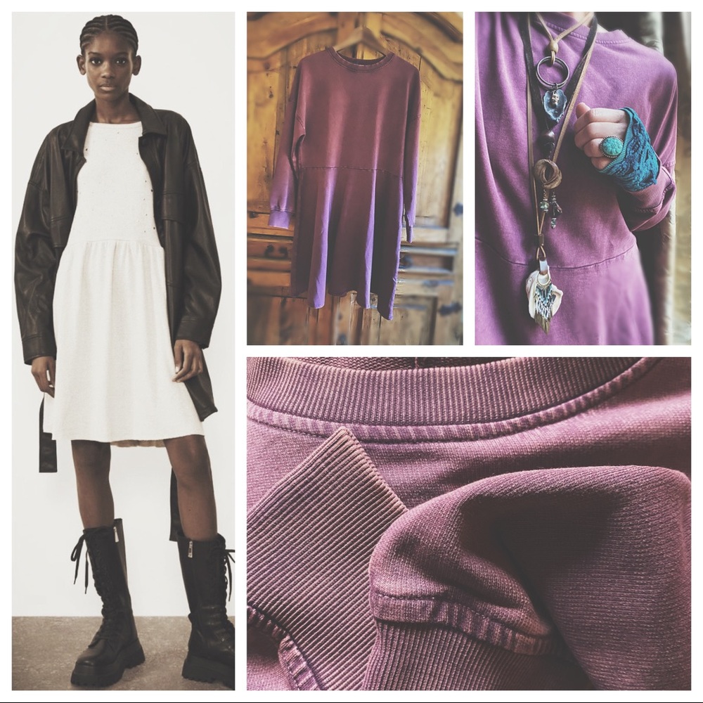 Zara Oversized Drop Waist A-Line Sweatshirt Dress